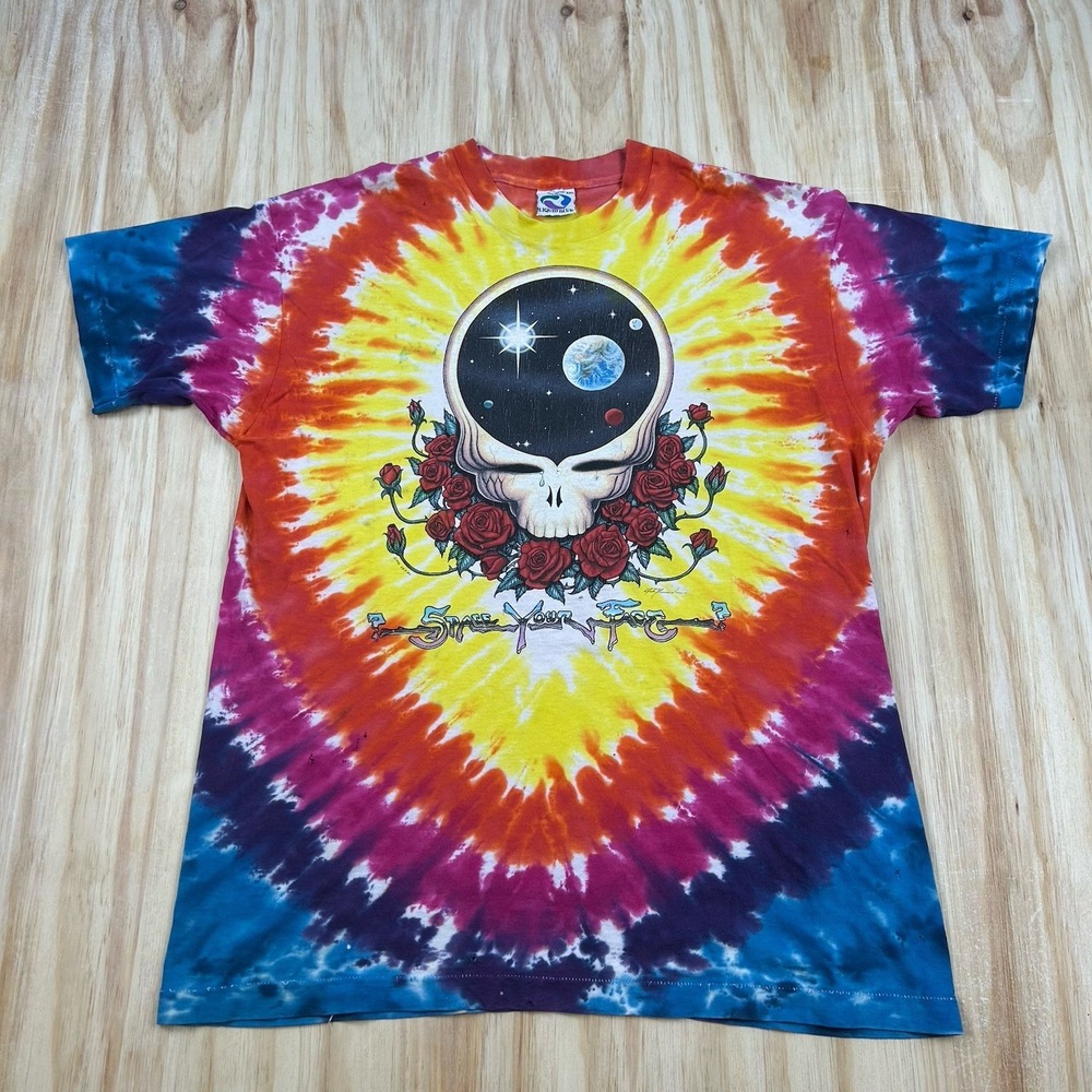 Vintage Grateful Dead Shirt Mens 2XL Tie Dye Space Your Face 1992 Liquid Blue 90